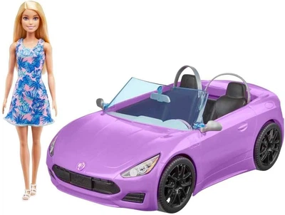 Игровой набор кукла Барби Блондинка и сиреневый кабриолет Barbie Purple Convertible Car with Blonde Doll (HBY29) (HBY29)