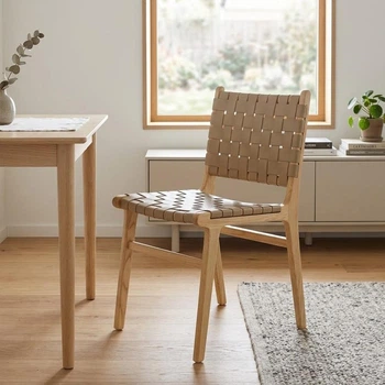 Обідній стілець Nest Beige leather natural wood