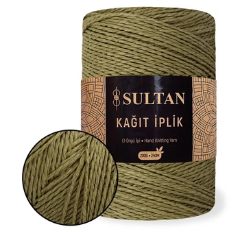Пряжа Sultan Kagit, Фисташка №25, крученая рафия для вязания сумок и шляп, 200 г / 240 м