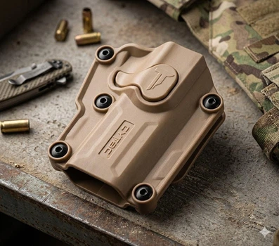 Универсальная тактическая пластиковая кобура Cytac Mega-Fit для пистолетов Форт 17, Glock, CZ, Beretta, Sig Sauer под правую руку (цвет Песочный)