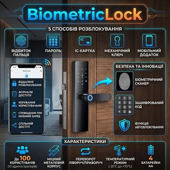 Розумний біометричний дверний замок BiometricLock