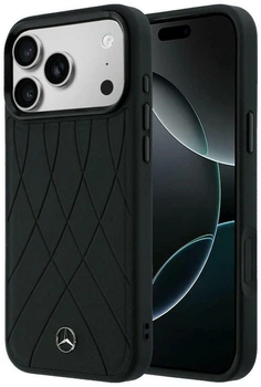 Чехол Mercedes Leather with Crossed Lines MagSafe для iPhone 17 Pro Black (Mer008806)