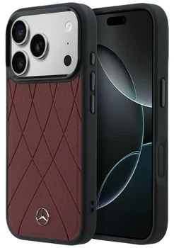 Чехол Mercedes Leather with Crossed Lines MagSafe для iPhone 17 Pro Max Red (Mer008808)