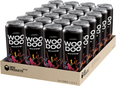 Упаковка слабоалкогольного напитка энергетический газированный Woodoo Original 8.5% 0.5 л x 24 шт (4820252126299_1)
