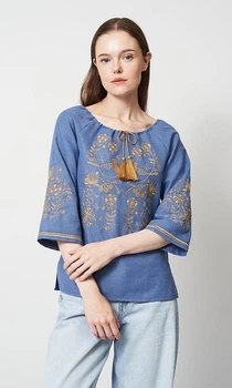 Жіноча блуза з вишивкою vishivano4ka 270-6 58 синя