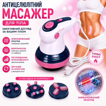 Інфрачервоний ручний масажер Body Innovation Антицелюлітний вібромасажер з насадками для всього тіла