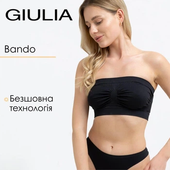 Жіночий безшовний топ з мікрофібри Giulia BANDO S/M Black, топ бандо, без бретелей