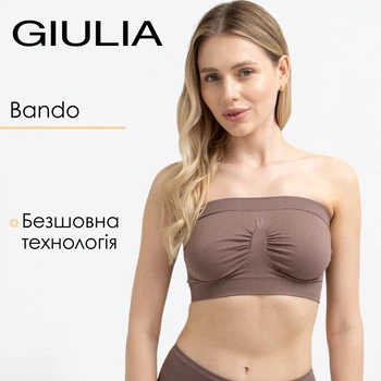Жіночий безшовний топ з мікрофібри Giulia BANDO S/M Brown-deep taupe, топ бандо, без бретелей