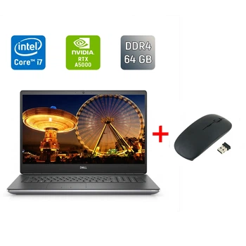 Мобильная рабочая станция Dell Precision 7760 / 17.3" (3840x2160) IPS / Intel Core i7-11850H (8 (16) ядер по 2.5 - 4.8 GHz) / 64 GB DDR4 / 1000 GB SSD / nVidia RTX A5000, 16 GB GDDR6, 256-bit / WebCam / HDMI / Windows 11 б/у + Подарок Беспроводная мышь