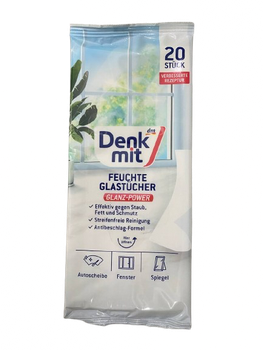 Вологі серветки для скла Denkmit, 20 шт – прозорість та чистота