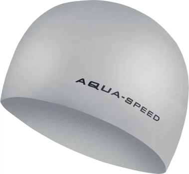 Шапочка для плавания AQUA SPEED 3D, взрослая, силиконовая, серебристая, универсальный размер OSFM (092-26)