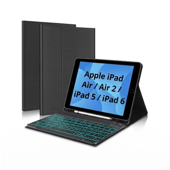 Чехол-клавиатура с подсветкой для Apple iPad Air / Air 2 / Pro 9.7" / iPad 5 / iPad 6 (9.7") укр раскладка, черный (004079)