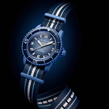 Наручний годинник Blancpain x Swatch Bioceramic Scuba Fifty Fathoms Atlantic Ocean SO35A100
