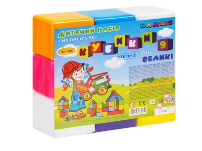Кубики большие 8*8*8см. 9 шт. BAMSIC 020
