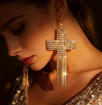 Сережки урочиста біжутерія Акцентні стрази jewelry Золотисті