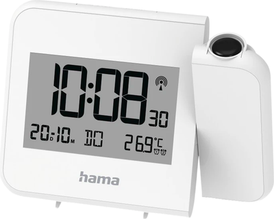 Zegar Hama Hvar radiowy z projekcją biały (4047443520234)