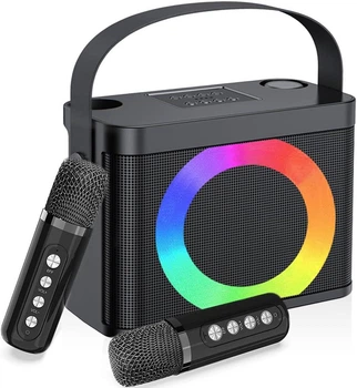 Портативная караоке-машина Lebo 219S Bluetooth с двумя микрофонами и сабвуфером