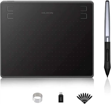 Графический планшет HUION HS64 / рабочая поверхность 6,3x4 дюйма / 5080 LPI / 266 PPS / Черный (102002433) - Б/У