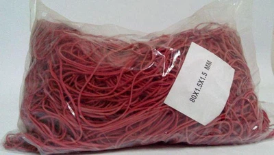 Банковские резинки, Plast, №80, красные, 1,5 мм, диаметр 80 мм, 1 кг, для фиксации денег и кассовой работы