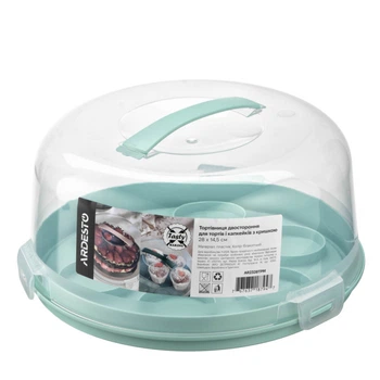 Тортовница ARDESTO Tasty baking, 28х14.5см, пластик, блакитний (AR2328TPM)