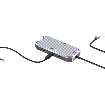 Док-станция YOYOTER USB-C Gen2 10G High-Speed HDMI 4K/60Hz Gigabit Ethernet RGB Lighting, универсальная для ноутбуков, телефонов и планшетов.