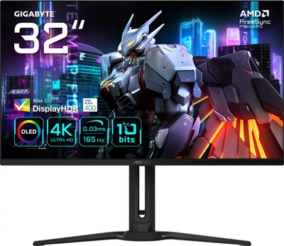 Монитор 31.5" Gigabyte Aorus FO32U -- 3840x2160 (4K UltraHD) QD-OLED / 165 Гц / 0.03 мс GTG / 10 bit / DCI-P3 99% / DisplayHDR True Black 400 / KVM / Speaker 5Wx2 / Pivot