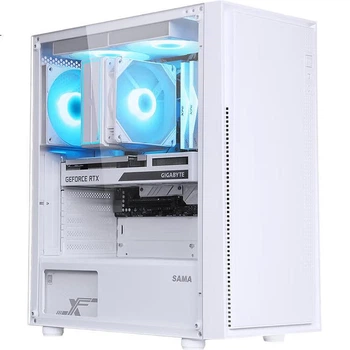 Корпус для настольного компьютера SAMA Pingtouge M2 Pro (белый) с боковой панелью из закаленного стекла / Поддержка материнских плат ATX, водяное охлаждение 360 мм / U3 + два U2 / Легко устанавливаемый пылевой фильтр