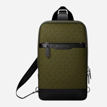 Сумка слинг через плечо мужская из искусственной кожи Michael Kors Hudson 302239520 Зеленая (1159862080)