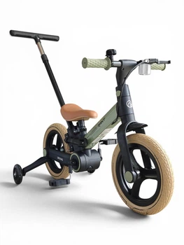 Велосипед беговел детский складной с родительской ручкой SP-Sport 1200 Olive-Black-Beige