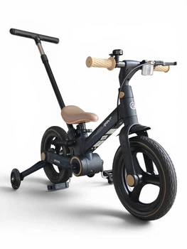 Велосипед беговел детский складной с родительской ручкой SP-Sport 1200 Black-Beige