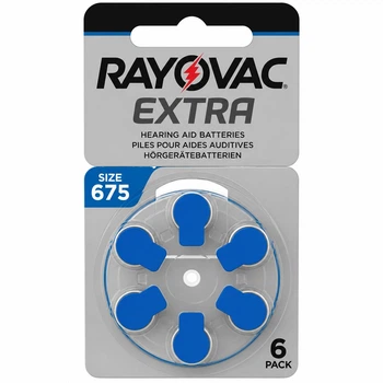Батарейки для слухових апаратів Rayovac Extra 675 PR44 1.45V Zinc Air 6 шт 11.6×5.4 мм – повітряно-цинкові елементи живлення