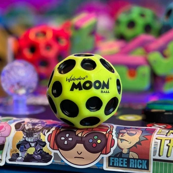 М'ячик-стрибунець Waboba Moon Ball | Жовтий , у коробці| Іграшка для дітей та дорослих