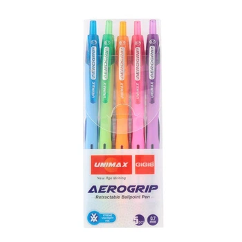 Набор шариковых автоматических ручек Unimax Aerogrip 0.7 мм 5 цветов (UX-140-20)