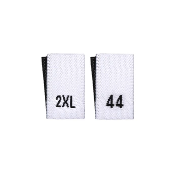 Етикетка ткана розмірник 10 х 20 (40) мм 1+1 чорна основа роз. 44 (2XL) WLS-102040-BW-44-2XL