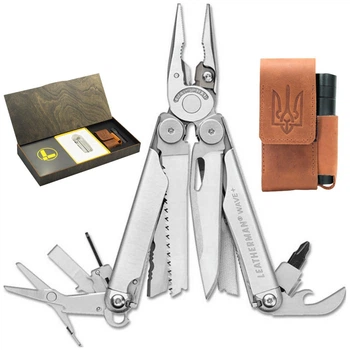 Комплект Мультитул Leatherman Wave Plus 832524 + Чехол универсальный L7701 + Фонарь Police 8420A507-XPE