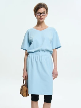 Сукня-футболка коротка літня жіноча ROZA 250715 S Блакитна (4824005761119)