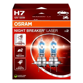 Автолампа галогенова OSRAM Night Breaker Laser H7 PX26d 55W 12V прозоро-блакитна 64210NL2HB (64210NL2HB)