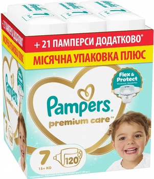Подгузники Pampers Premium Care Размер 7 (15+ кг) 120 шт (8006530223638)