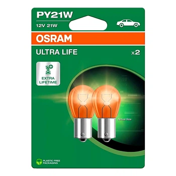 Автолампа розжарювання OSRAM Ultra Life PY21W BAU15s 21W 12V помаранчева 7507ULT2BL (7507ULT2BL)