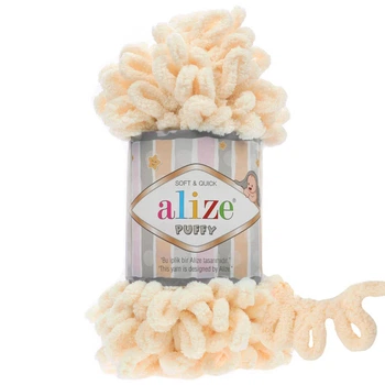 Пряжа Alize Puffy, плюшева з петлями, 742 ванільний, 100 гр