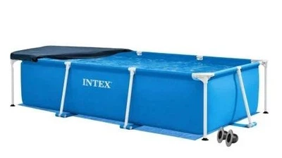 Каркасный бассейн Intex 28272-3в1 синий прямоугольный из ПВХ и стали на 3834 л с тентом и подстилкой 300 х 200 х 75 см (9-163-28272-3)
