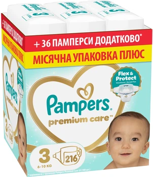 Підгузки Pampers Premium Care Розмір 3 (6-10 кг) 216 шт (8006530223539)