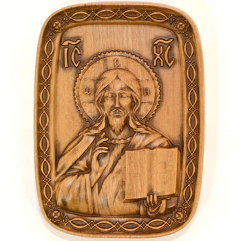 Різьблена ікона "Христос Спаситель", овальна, 17х12 см