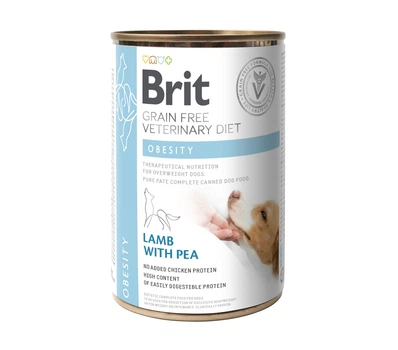 Лечебный корм Brit Veterinary Diet Grain Free VetDiets Obesity Lamb with Pea - диетические беззерновые консервы с ягненком и горохом для взрослых собак с лишним весом 400 г (1111166671)