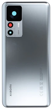 Задняя крышка Xiaomi 12T Pro серебристая + стекло камеры High Copy