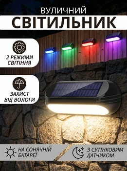 Світильник на сонячній батареї Lem Berger, настінний, теплий білий і RGB, із сутінковим датчиком