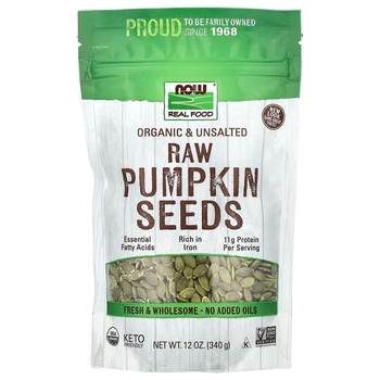 Органические тыквенные семечки NOW Foods, Real Food "Pumpkin Seeds" несоленые (340 г)