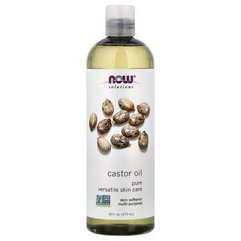 Касторова олія NOW Foods, Solutions "Castor Oil" чиста органічна рицинова олія холодного віджиму для шкіри та волосся (473 мл / 16 рідк. унції)