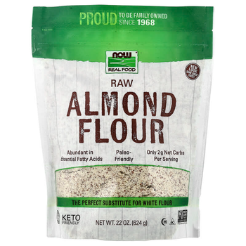 Сырая миндальная мука NOW Foods, Real Food "Raw Almond Flour" с низким содержанием глютена (624 г)