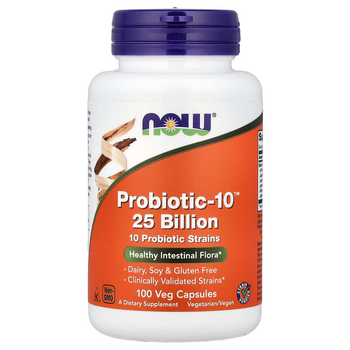 Пробіотики NOW Foods "Probiotic-10" суміш 10 штамів, 25 млрд ДЕЩО (100 вегетаріанських капсул)